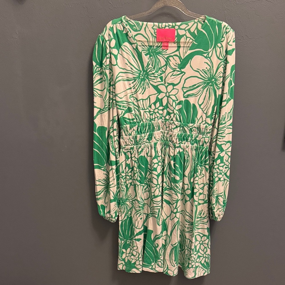 Lilly Pulitzer “Calla” Long Sleeve Dress “Spearimint Oversized Kiss My Tulips”